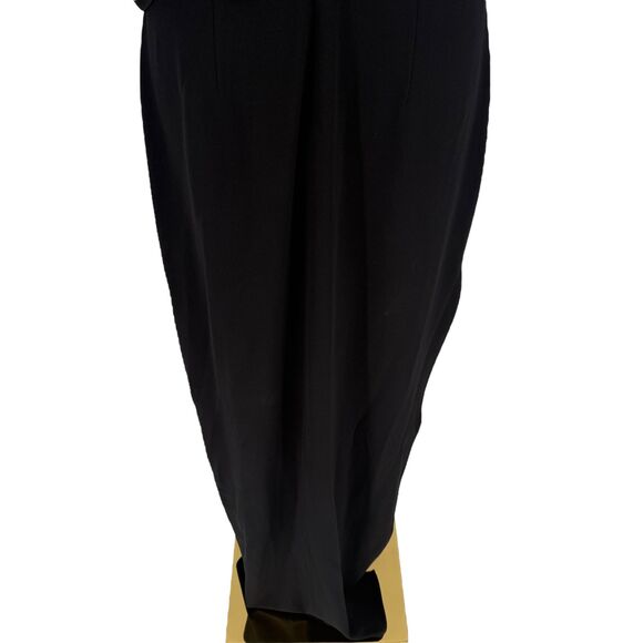 Halston Heritage Black Crepe Zip Halter Gown Dress Sz 8 Slit Strappy Formal NWT - Picture 14 of 16